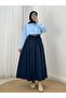 Seniha Gathered Double Pocket Belted Skirt-Pa203 Navy Blue