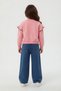 Pink Floral Embroidered Ruffle Jean Pants Girls' Set 24555 - 5
