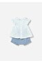 Baby Girl Ruffle Knitted Shorts Blouse Set Blue 1288 - 2