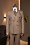 Exclusive Striped Double-Breasted Suit Camel - 3