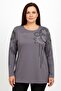 Women's Lilac Stone Detailed Combed Cotton Blouse