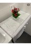 Shelf Depth 60 cm X 5 Mt Luxury Satin Quilted Shelf Cover with Free Installation - Drawer Cover - Wardrobe Cover - White & Cream - 8