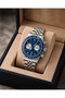 Men's Wristwatch Luxury Design Navy Blue Dial Calendar Steel Band Gift Boxed - 3