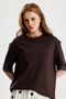 Brown_T-Shirt with Lace Detail on the Sleeves - 2