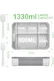 Lunch Box for Kids & Adults, Rectangular, Grey, 1330 ml, 4 Compartments, Leak-proof, Microwave & Dishwasher Safe - 3