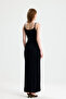 Black Strap Slit Long Dress - 3