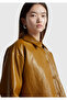 Women's light brown boxy fit faux leather jacket - 6