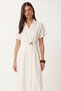 Summer Linen Kimono Dress with Gold Accessories Lgx0010 Ecru - 5