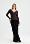 Coffee Collar Lace Detailed Long Sleeve Badi