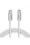 كابل شحن سريع مجدول من زولو USB-C إلى USB-C بقوة 240 واط وطول 6 أقدام لسلسلة آيفون 16 وماك بوك وآيباد وأجهزة USB-C - أبيض