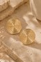 Women's Gold Spiral Patterned Large Earrings Shiny Gold Round Statement Earrings - 8