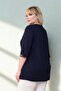Plus Size Women's Combed Cotton Anti-Sweat High Quality Knitted Mother Navy Blue Blouse with Zipper - Silky Textured Viscose - 4