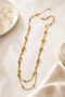 Gold Double Row Ball Detailed Steel Necklace