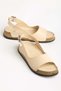 Genuine Leather Orthopedic Women's Flat Heel Sandals Beige with Symmetrical Side Cutouts - 3