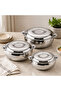 Crown Hotpot 3 Piece Set 1.5L/2.5L/3.5L | Stainless Steel Insulated Casserole Set | Steel Finish - 2