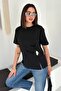 Women's Metal Detailed Draped Blouse Black