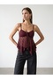 32768 Strappy Lace Top-Burgundy
