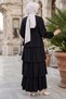 Elastic Waist Tied Layered Modal Dress Black Hm2915 - 7