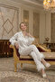 Feather Detailed Silk Satin Bridal Pajama Set - Luxury Dowry Set with Box