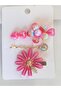 Brooch - Set of 3 Pink Flower Brooches - 4