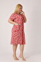 Women's Plus Size 100% Cotton Combed Fabric Zippered Summer Dress / Red-White 4099 - 3