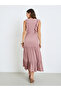 Pink Ruffle Detail Eyelet Tiered Maxi Dress - 5