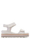 Women's Genuine Leather Beige Flat Sandals