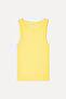 Women's Yellow Fitted Crew Neck Tank Top