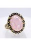 Bronze Women Ring Authentic Copper Jewelry Pink Crystal Stone Oval Adjustable Vintage - 6