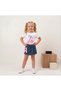 Alt Top- Cherry Printed Bow Detailed Denim Set 2-Piece- Girls- White Pink - 3