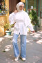 Ecru Cape-Style Judge Collar Shirt with Tie Strings - 3