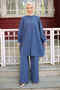 Indigo Buttoned Tunic Trouser Suit