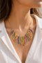 Colorful Enamel Design Necklace Handcrafted Modern Women's Necklace with Gold Chain - 6