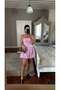 Women's Pink Strapless Tie Detailed Bustier and Balloon Mini Skirt Set – Blouse, Modern and Stylish 2-Piece Set 7983 - 6