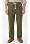 Men's Khaki Comfortable Fit Linen Muslin Trousers Lightweight Casual Thin Fabric with Back Pockets - 6
