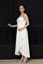 Degaje Collar Satin Midi Dress - Cream - 5