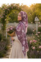 Mineşarpt Lavender Garden Series Floral Lilac Color Soft Cotton Shawl – Special Design - 2