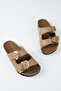 Rio Women's Vegan Leather Double Buckle Mink Slippers - 6
