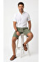 Men's Khaki Linen Muslin Shorts Lightweight Casual Thin Fabric with Back Pockets - 2