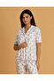 Women White Printed Classic Pyjama Set - 2