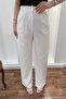 Women's White Button Detailed Elastic Waist Palazzo Trousers Nj164 - 4
