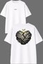 Flower Design Printed on the Front and Back of the White Oversize T-Shirt