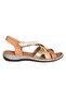 25Y Nbl10 Tan/White Women's Genuine Leather Casual Sandals - 2