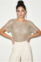Women's Beige Sequin Detailed Mesh Oversize Blouse 4248 60286308 - 4