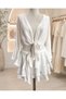 Women's 100% Cotton Muslin Skirt Set, Easy-Tie Shirt and Ruffle Mini Skirt Set, Beach & Casual Wear, Standard Size (Fits 36-42) - 4