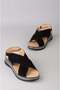 Select 4094 genuine leather wedge heel sandal (heel height: 4.5cm) black suede - 6