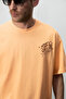 Alonzo Men's Oversize Fit 100% Cotton Embroidered and Printed Orange T-Shirt - 5