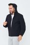 Navy Blue Zippered Side Pocket Hooded Men's Seasonal Coat - 7
