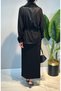 Zipper Collar and Gathered Waist Skirt Suit 5359 Black - 5