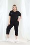Women's Short-Sleeved Capri T-Shirt with Lycra Stone Detail Viscose Combed Cotton Set - 3
